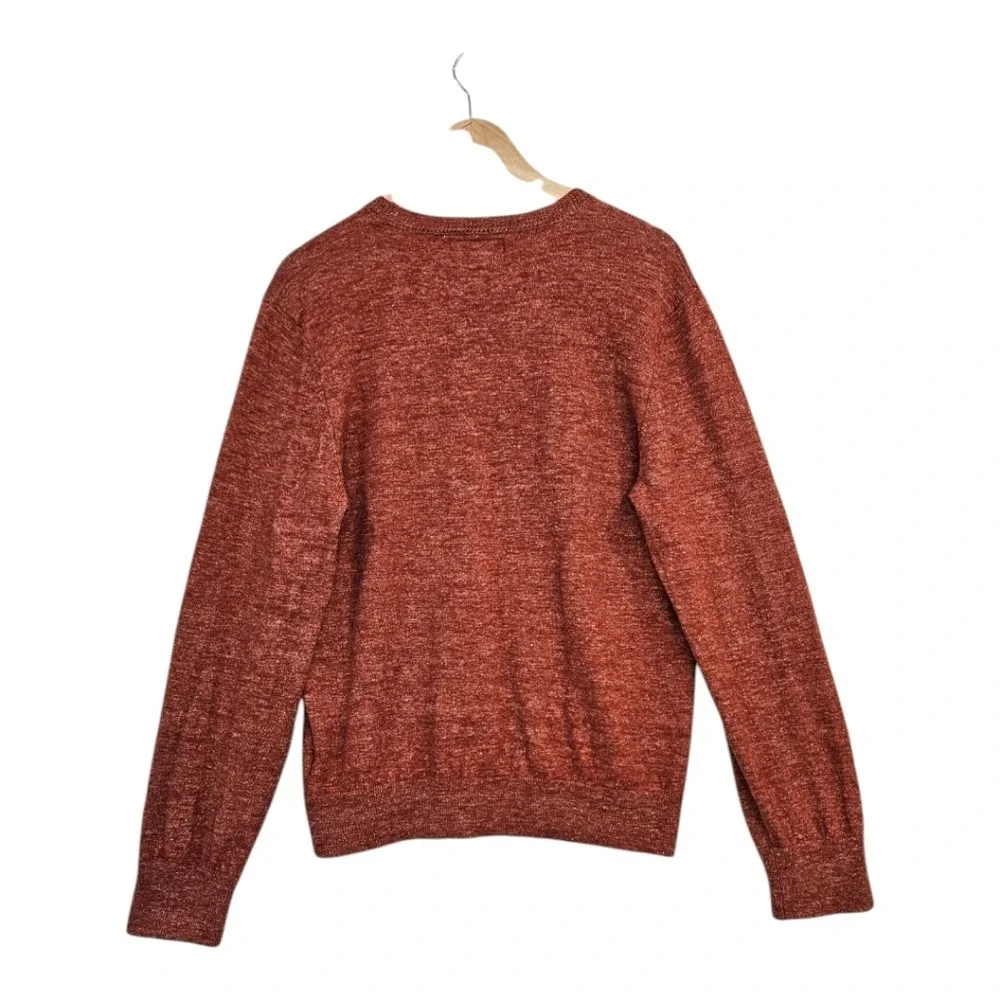 Grayers Mens Orange Wool Linen Crewneck Sweater‎ XL Pullover Long Sleeve Ribbed
